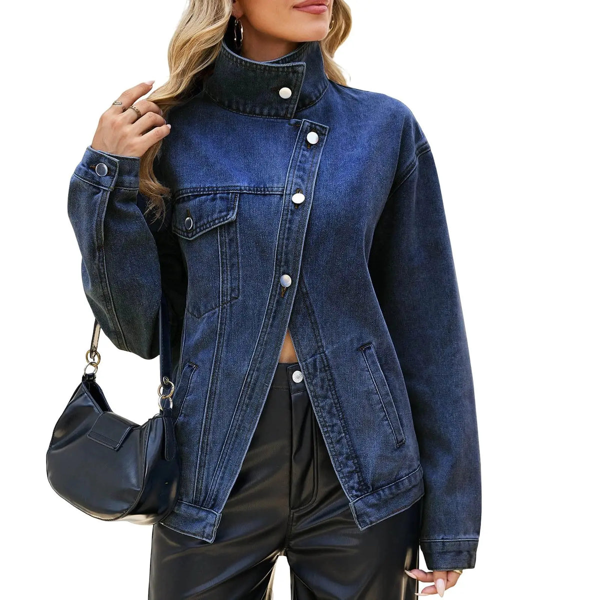 Women's Nadine Stand Collar Denim Jacket