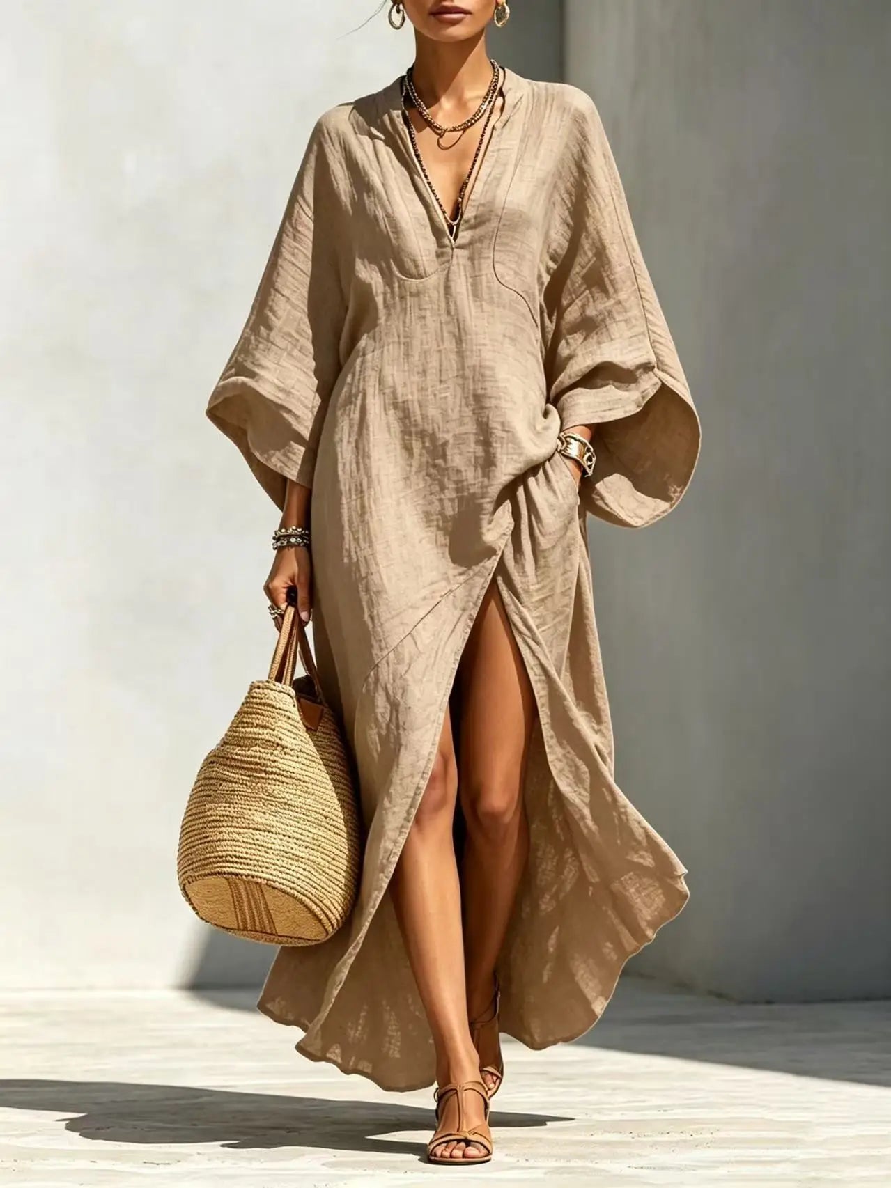 Haven Beck Anastasia High Slit Boho Maxi Dress for Women