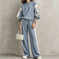 Women's Color Block Pullover Top and Wide Leg Pant Set