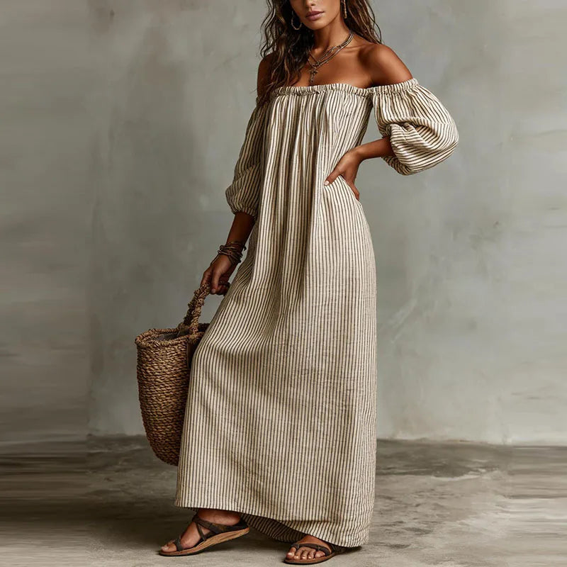 Haven Beck Madison Off-Shoulder Puff Sleeve Maxi Dress