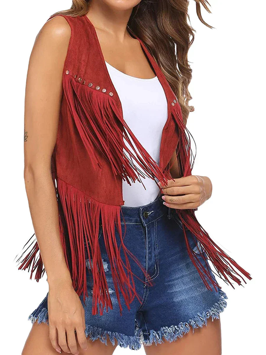Women's Fringe Faux Suede Vest