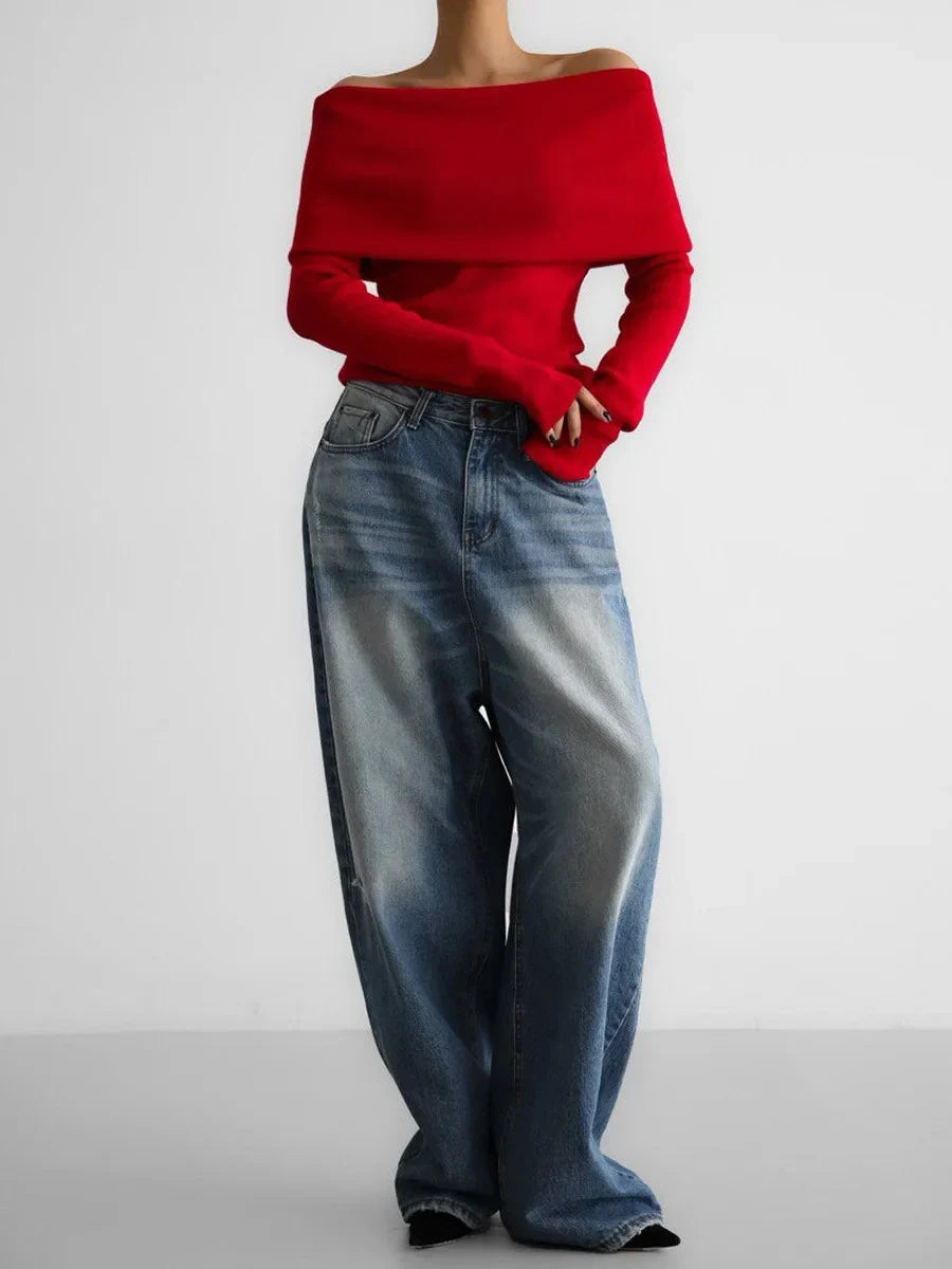 Haven Beck Women's Eliza Foldover Neck Sweater