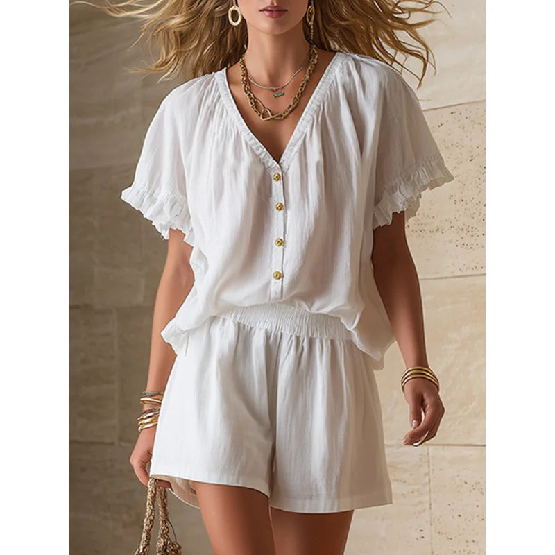 Haven Beck Brinley Flutter Sleeve Two-Piece Set Casual Outfit
