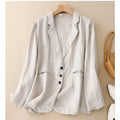 Women's Linen Blend Notched Lapel Blazer