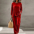 Women's Velvet Wide Leg Two-Piece Set