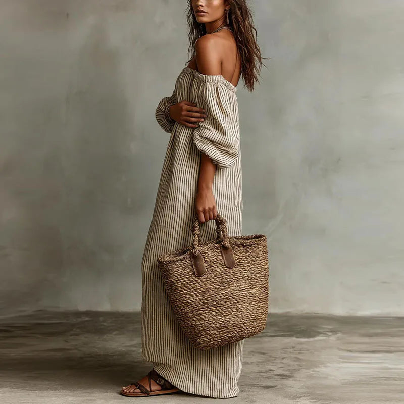 Haven Beck Madison Off-Shoulder Puff Sleeve Maxi Dress