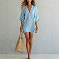 Haven Beck Bea V Neck Tunic Mini Dress Relaxed Fit