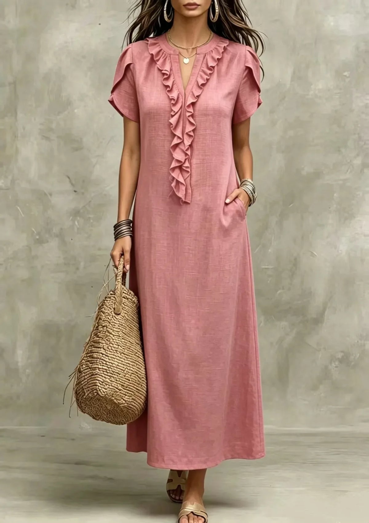 Women's Brenna Relaxed Ruffle Maxi Dress