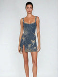 LumiNovi Sleeveless Mini Dress Shimmer Finish Fitted Silhouette