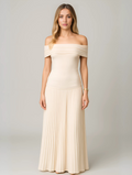 The Hills Nashville Bella Wedding Guest Pleated Maxi Dress Off-Shoulder