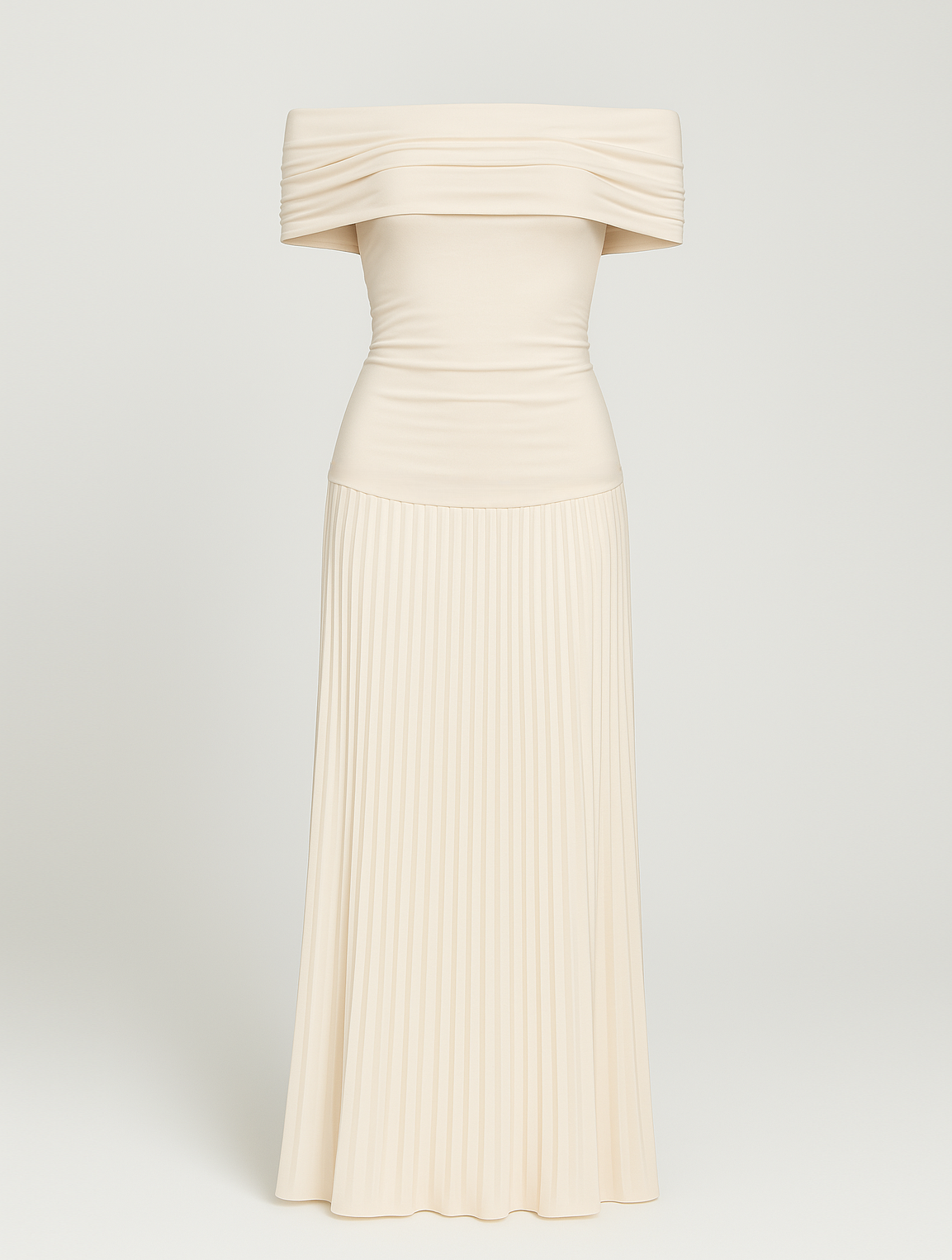 The Hills Nashville Bella Wedding Guest Pleated Maxi Dress Off-Shoulder