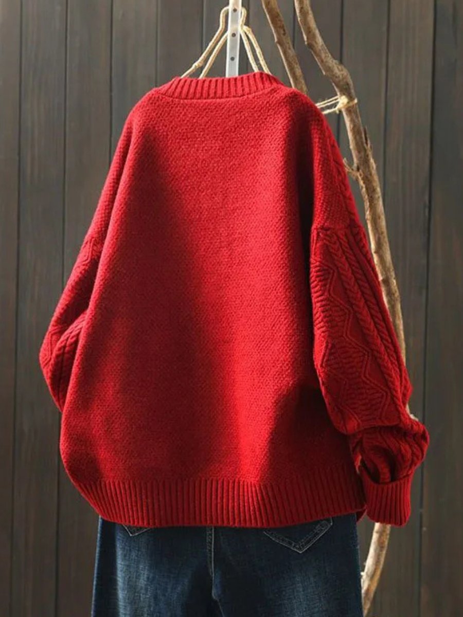 Riverstone Wear Sophia Oversized Cable-Knit Button-Down Cardigan