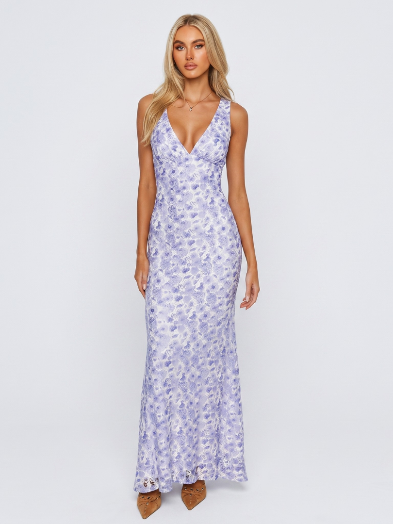 The Hills Nashville Blair Women's Floral Wedding Guest Dress Purple