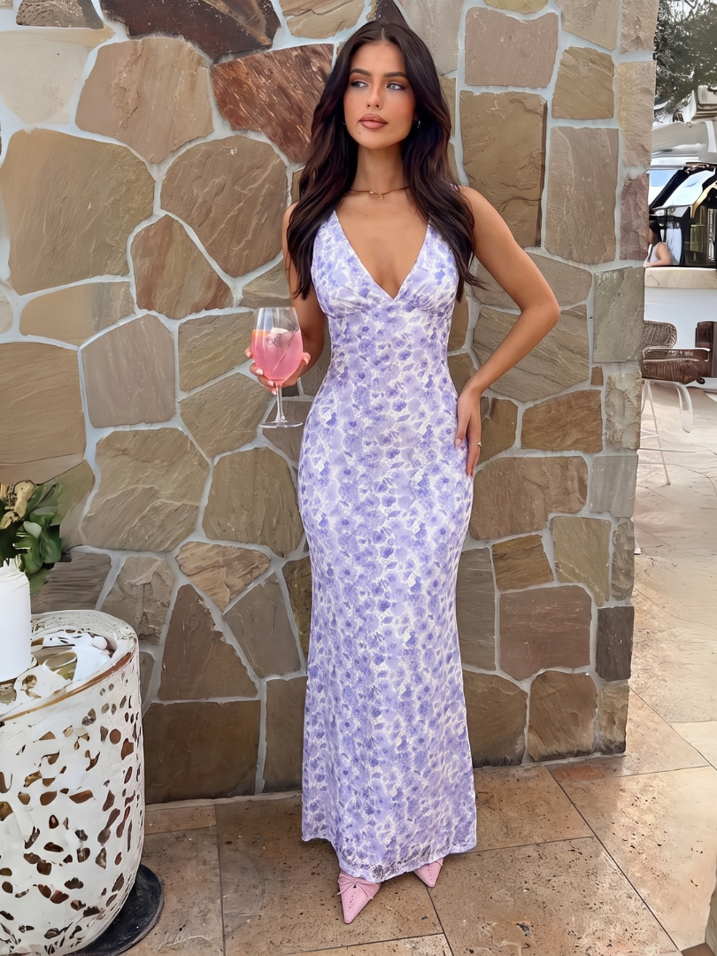 The Hills Nashville Blair Women's Floral Wedding Guest Dress Purple