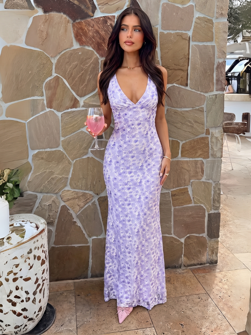 The Hills Nashville Blair Women's Floral Wedding Guest Dress Purple