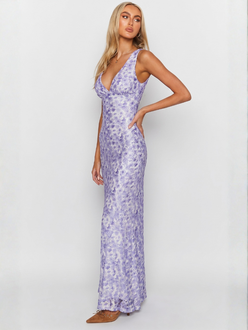 The Hills Nashville Blair Women's Floral Wedding Guest Dress Purple