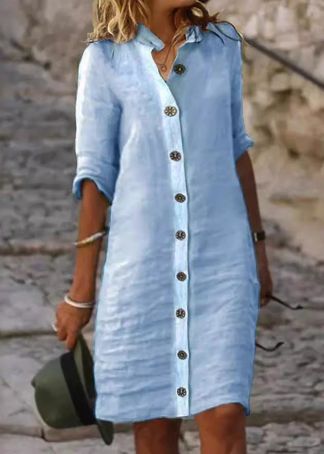 LumiNovi Button Front Shirt Dress Relaxed Fit Half Sleeve