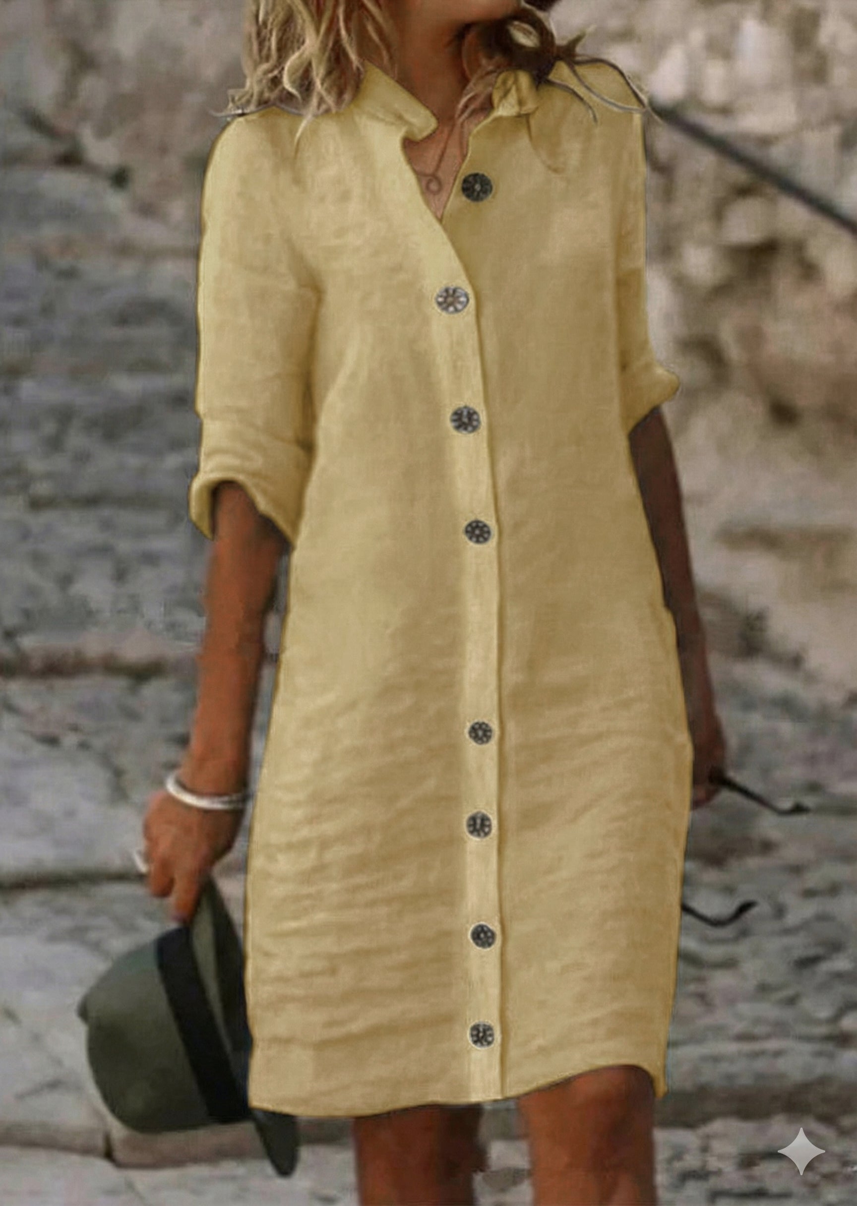 LumiNovi Button Front Shirt Dress Relaxed Fit Half Sleeve