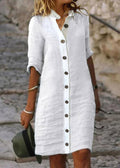 LumiNovi Button Front Shirt Dress Relaxed Fit Half Sleeve
