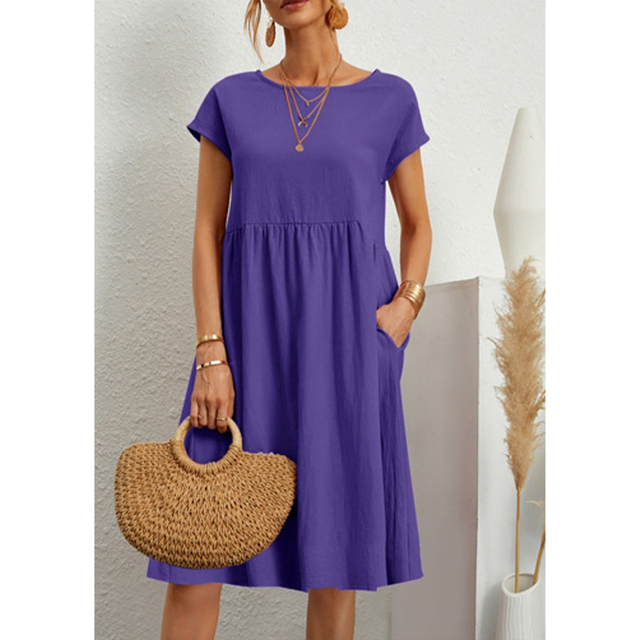 LumiNovi Midi Dress Lightweight Relaxed Fit Casual Mid-Calf