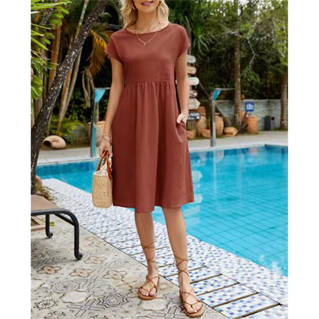 LumiNovi Midi Dress Lightweight Relaxed Fit Casual Mid-Calf