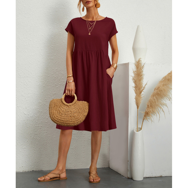 LumiNovi Midi Dress Lightweight Relaxed Fit Casual Mid-Calf