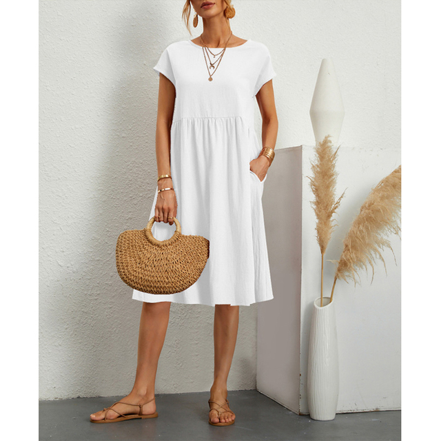LumiNovi Midi Dress Lightweight Relaxed Fit Casual Mid-Calf