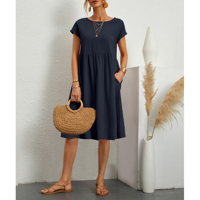 LumiNovi Midi Dress Lightweight Relaxed Fit Casual Mid-Calf