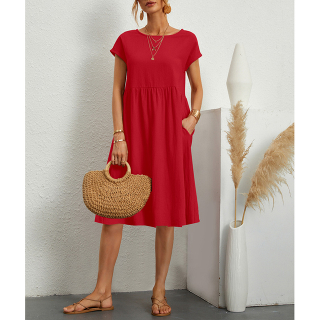 LumiNovi Midi Dress Lightweight Relaxed Fit Casual Mid-Calf