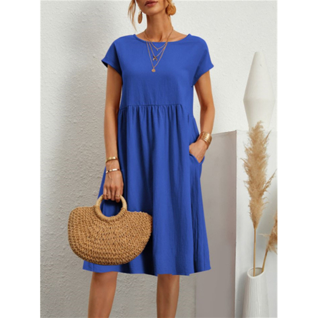 LumiNovi Midi Dress Lightweight Relaxed Fit Casual Mid-Calf