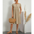 LumiNovi Midi Dress Lightweight Relaxed Fit Casual Mid-Calf