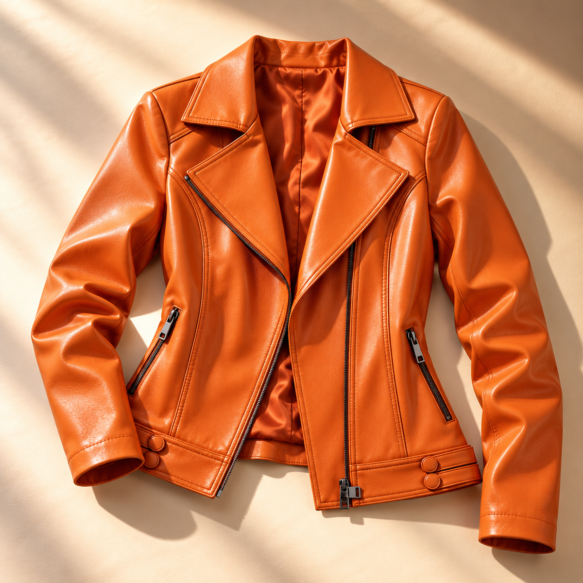 Unisex Francesca Lapel Moto Jacket Faux Leather