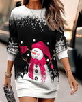 Women's Snowman Print Christmas Dress