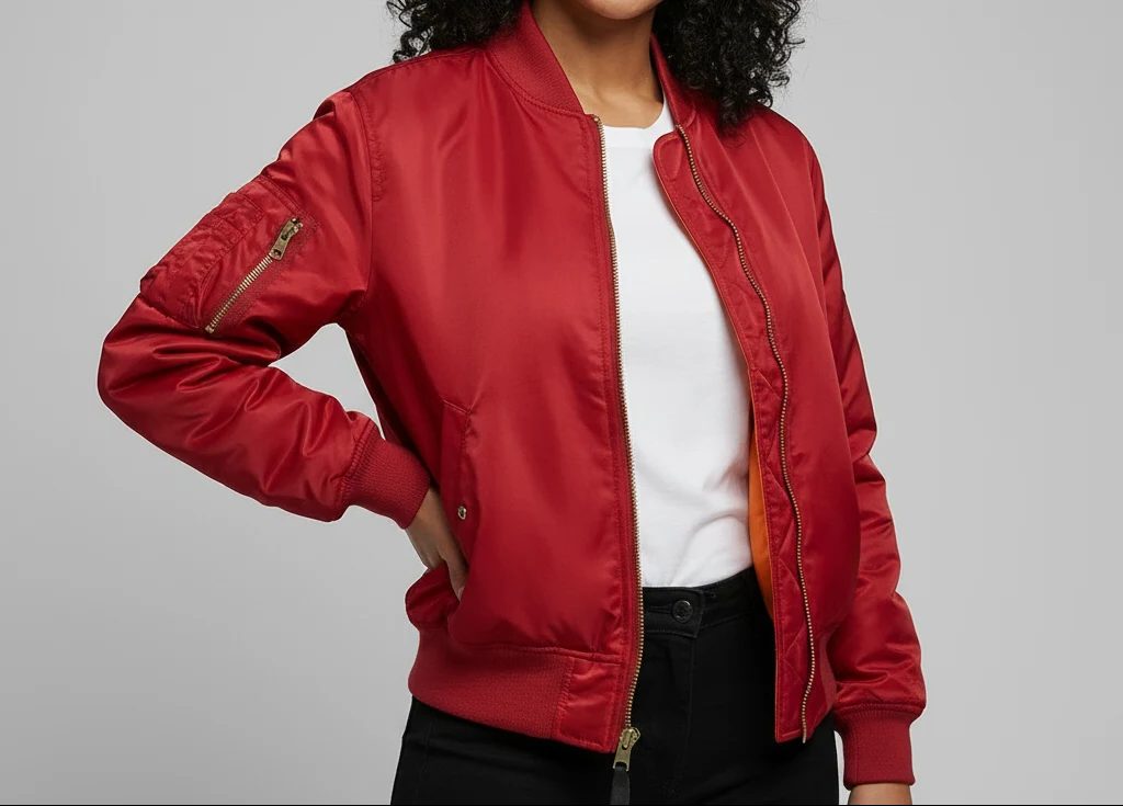 Women's Zip-Up Bomber Jacket with Pockets