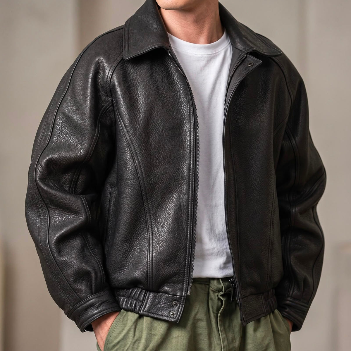Men's Marco Leather Bomber Jacket