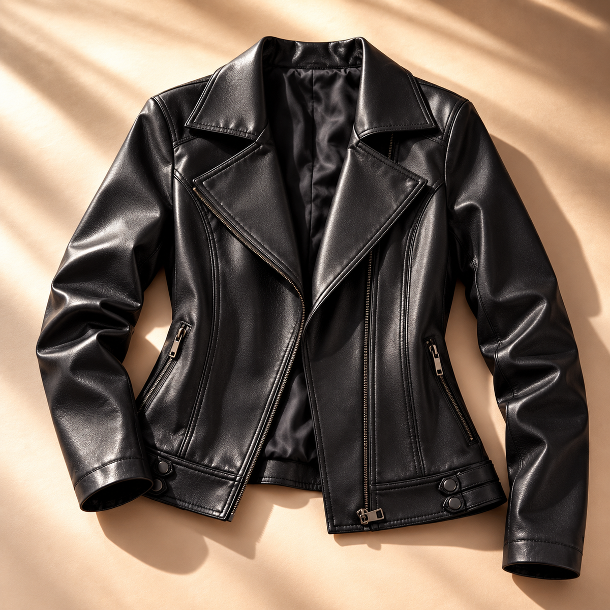 Unisex Francesca Lapel Moto Jacket Faux Leather