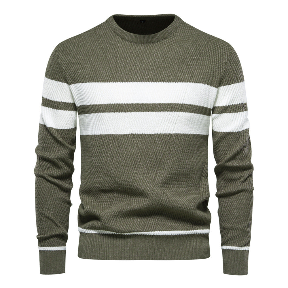Men's Striped Crew Neck Knit Sweater