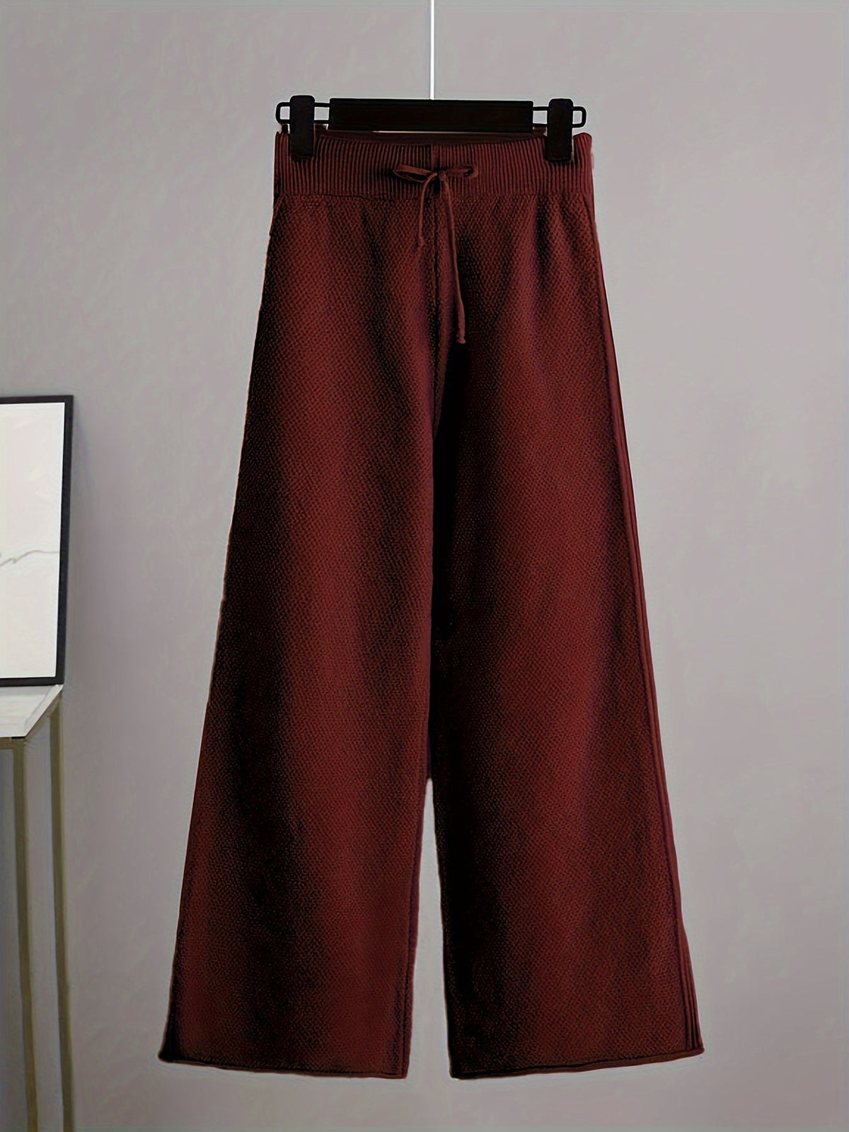 Women's Ribbed Sweater and Wide-Leg Knitted Pants Set