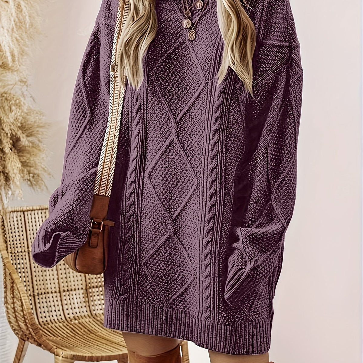 Women's Helene Cable-Textured Sweater Dress