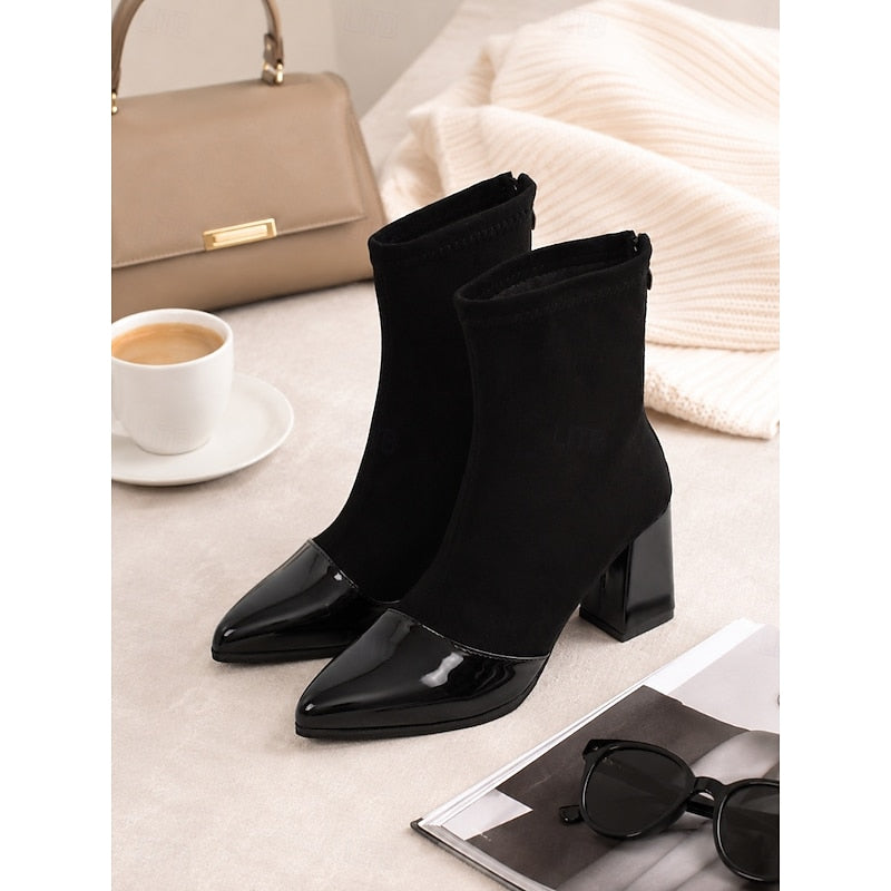 Harper & Wells Women's Beatrix Cap-Toe Chunky Heel Ankle Boots