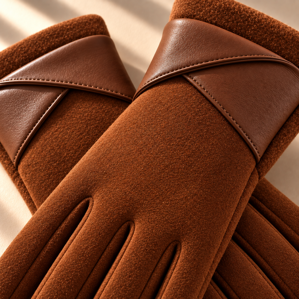 Unisex Helena Wrap Cuff Gloves Suede
