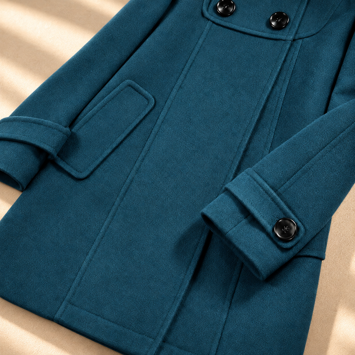 Women's Bella Hooded Swing Coat Double-Breasted Knee-Length