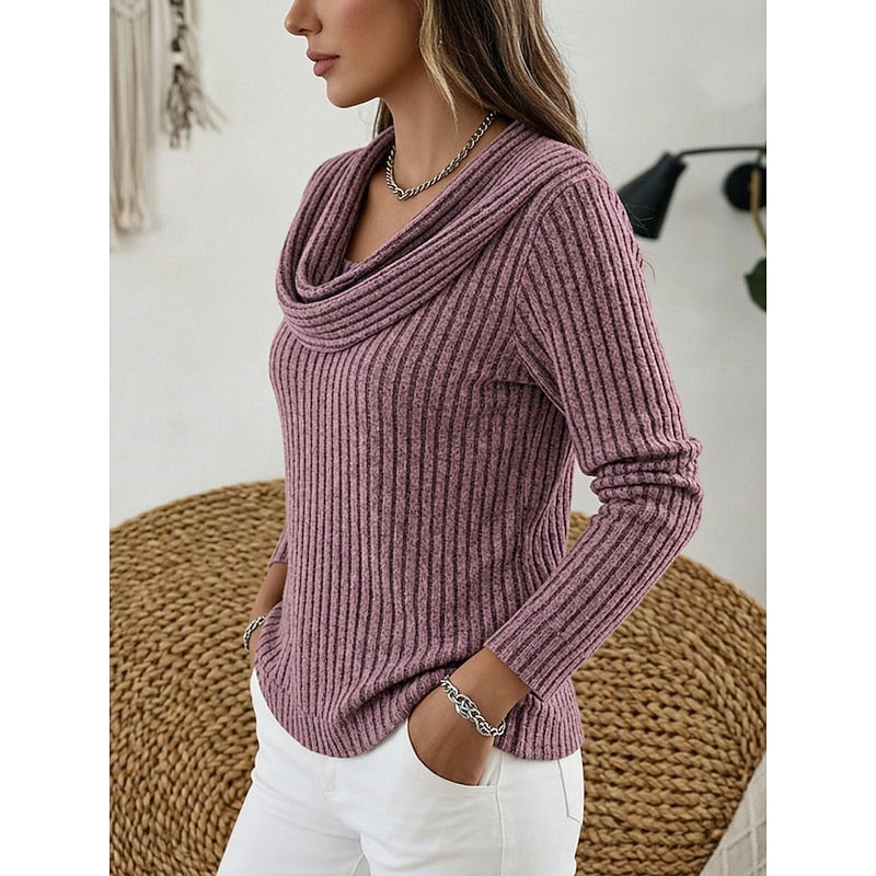 Women's Isadora Cowl-Neck Ribbed Top