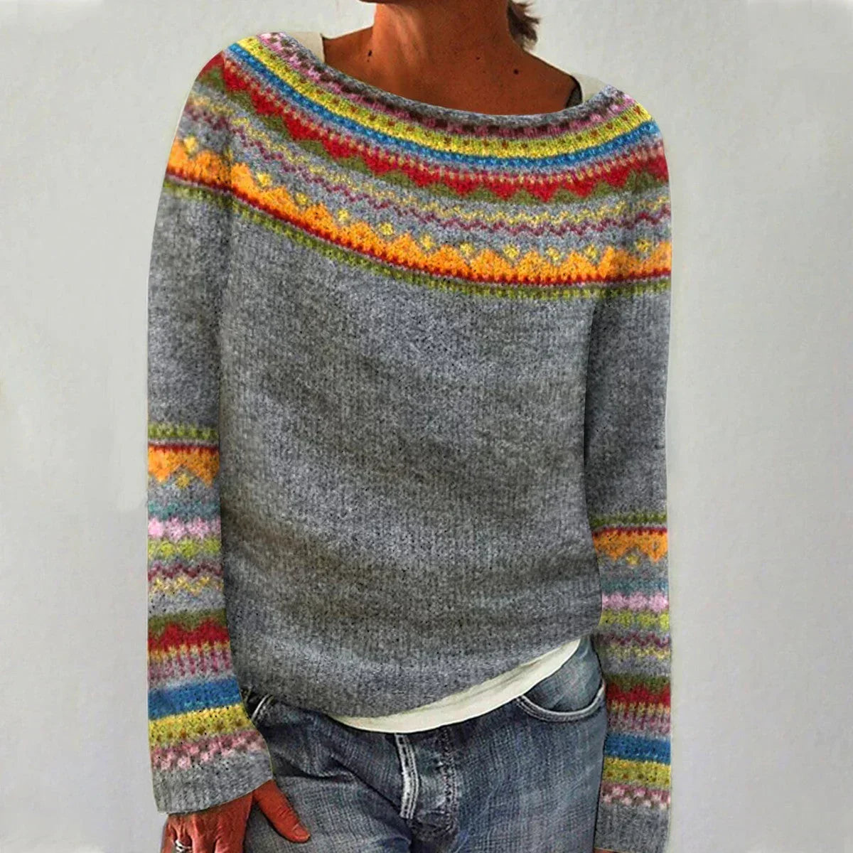 Women's Nordic Boat Neck Relaxed Sweater