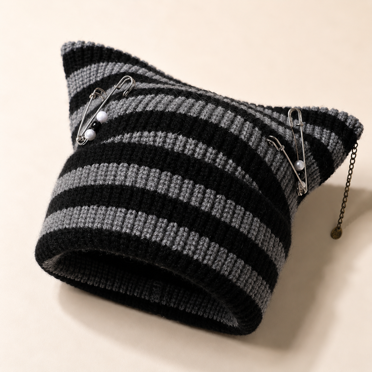 Unisex Suki Cat-Ear Beanie Ribbed Knit