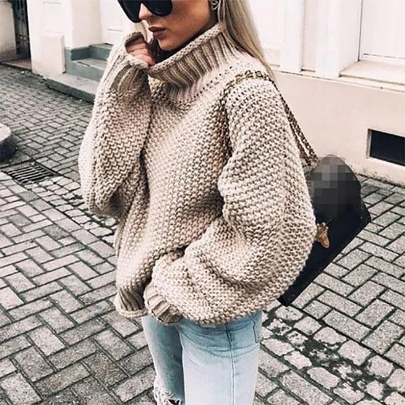 Kimberly Benn Celine Chunky Knit Turtleneck Sweater Oversized Women's