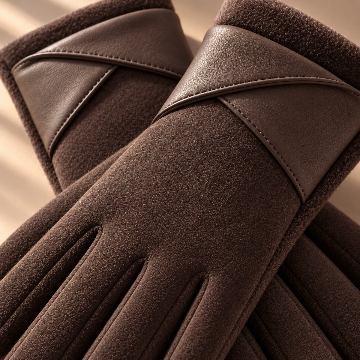 Unisex Helena Wrap Cuff Gloves Suede