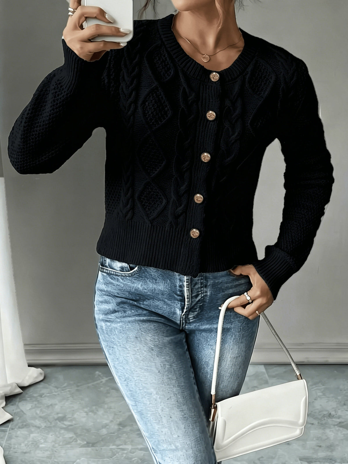 Harper & Wells Women's Eleanora Cable-Knit Button-Front Cardigan