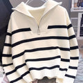 Harper & Wells Women's Sabina Striped Quarter Zip Sweater