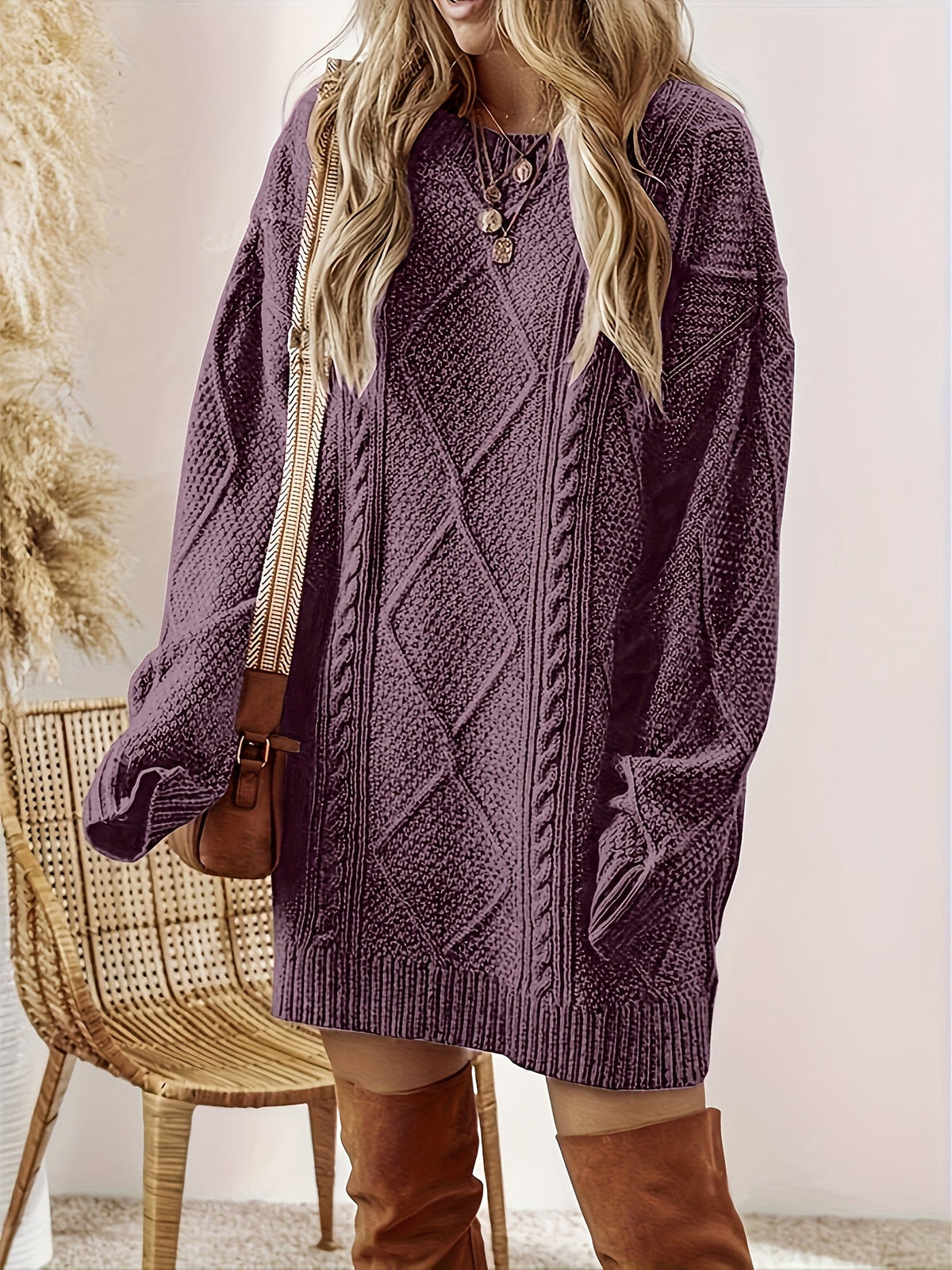 Women's Helene Cable-Textured Sweater Dress